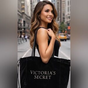 Victoria's Secret black Tote, rhinestones, large and soft, flawless